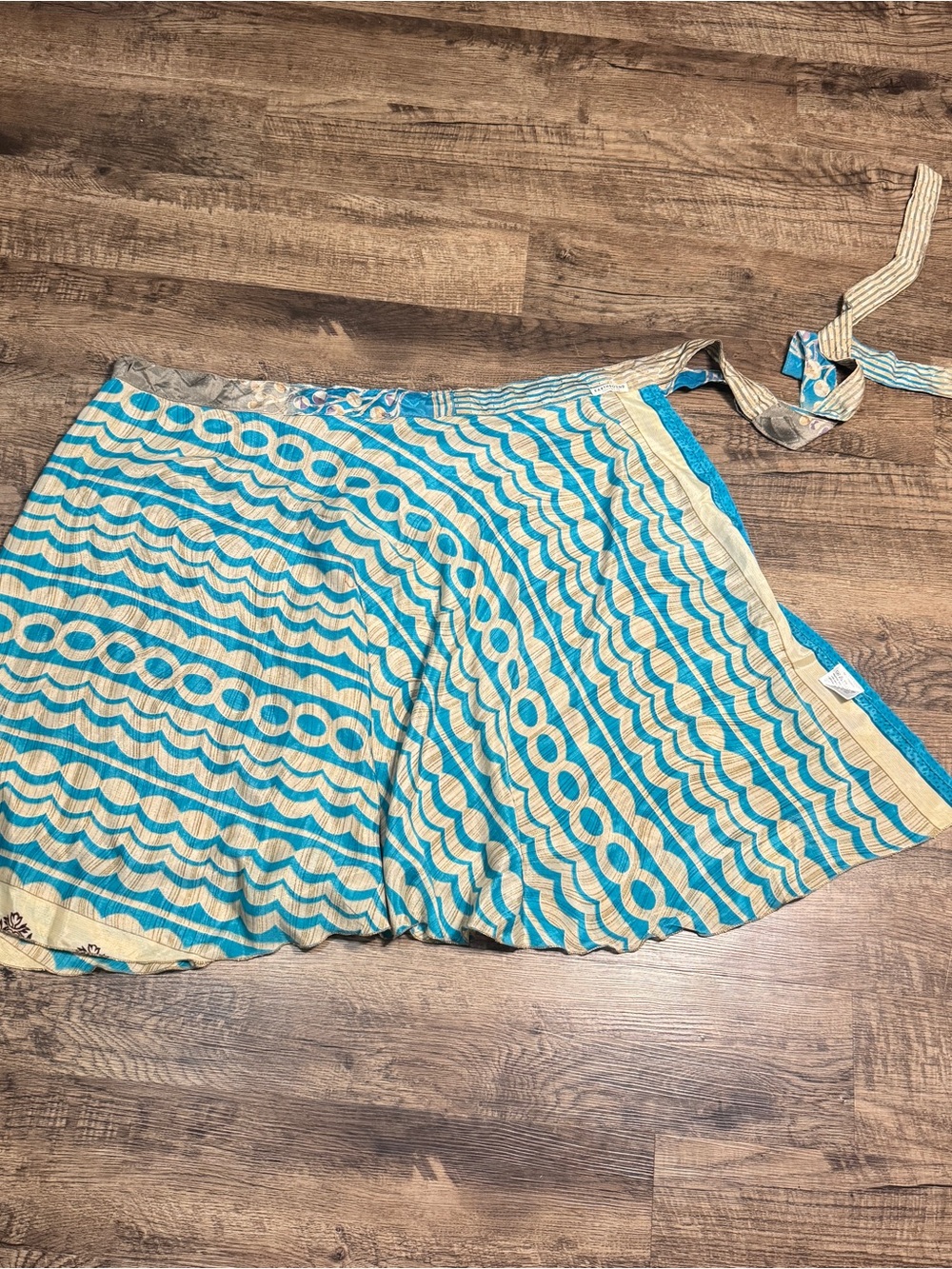 EARTHBOUND Teal & Cream Striped Wrap Skirt